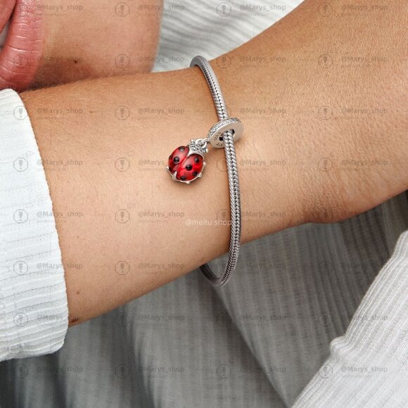Pandora Red Ladybird Dangle Charm - Picture 2 of 2